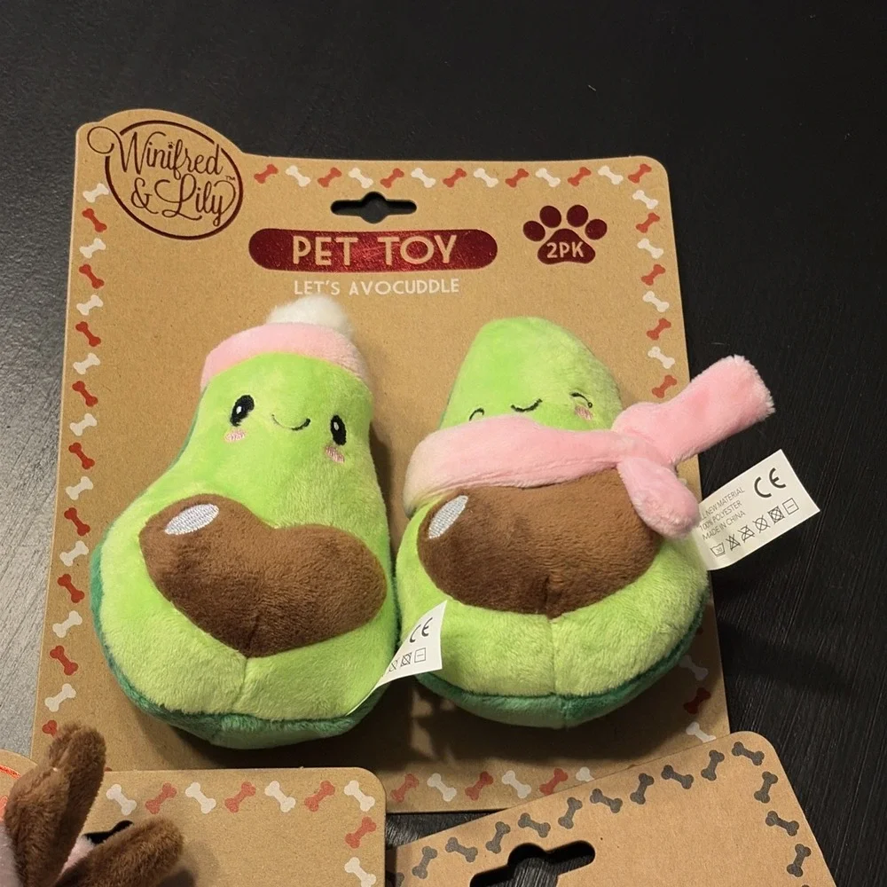 Lot of 3 NEW Plush Winifred & Lily DOG TOYS Small Dog - Squeaky, Soft